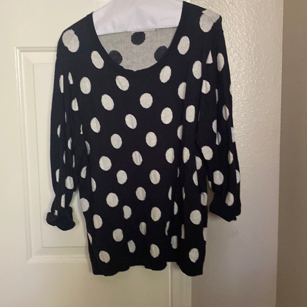 Polka-Dotted Blue and White Blouse